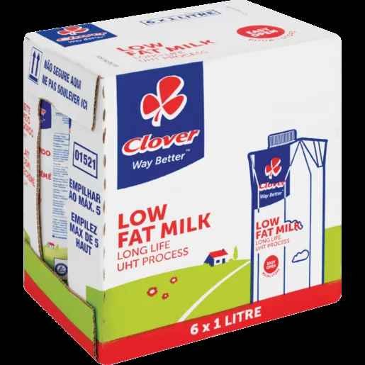 Clover Long Life Milk, 2% Low Fat, 6 x 1 Litre