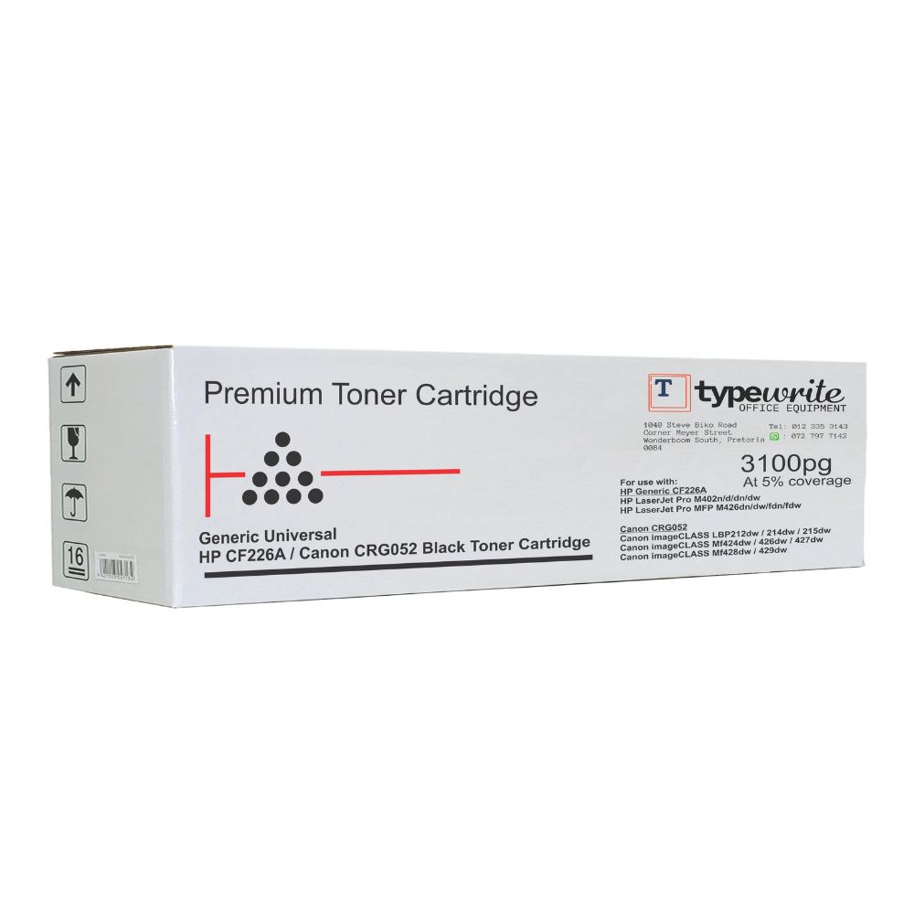 Generic Universal HP CF226A Canon CRG052 Black Toner Cartridge_Side View