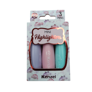 Kenzel Mini Highlighters Chisel Tip Pink Purple Blue