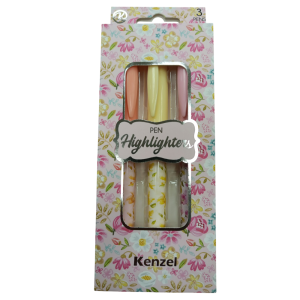 Kenzel Pen Highlighters Chisel Tip Pink Yellow Orange